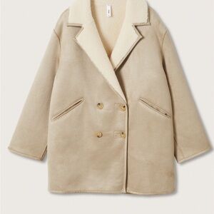 Mango Oversized shearling-lined coat jacket